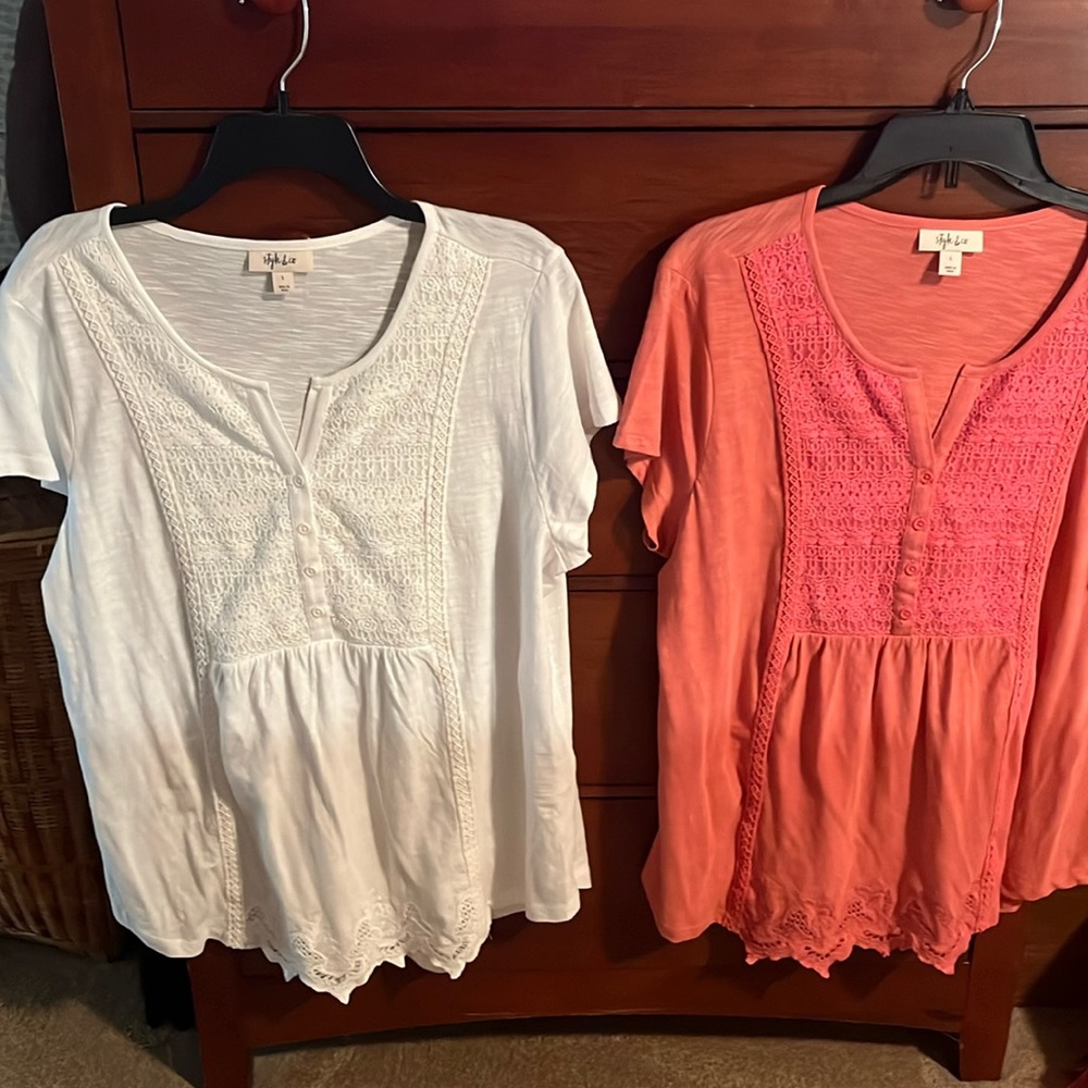 2 Tunic tees with embroidery